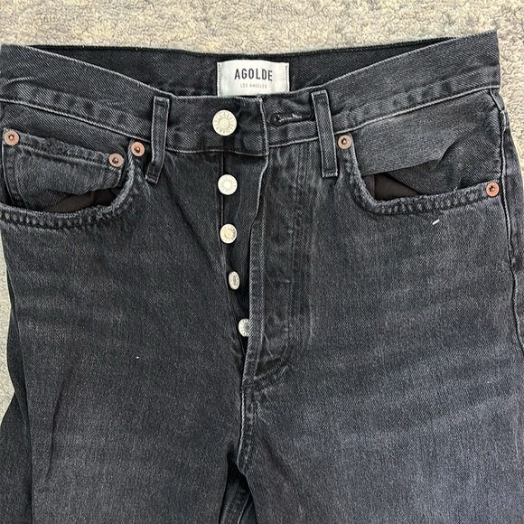 Agolde high wasted black wash jeans. Worn three times. - Picture 2 of 4